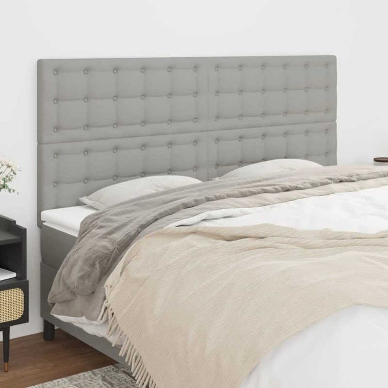 vidaXL Sengegavl Lysegrå 180x5x118/128 cm Stof