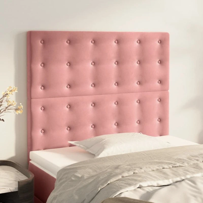 vidaXL sengegavl lyserød 80x5x118/128 cm fløjl