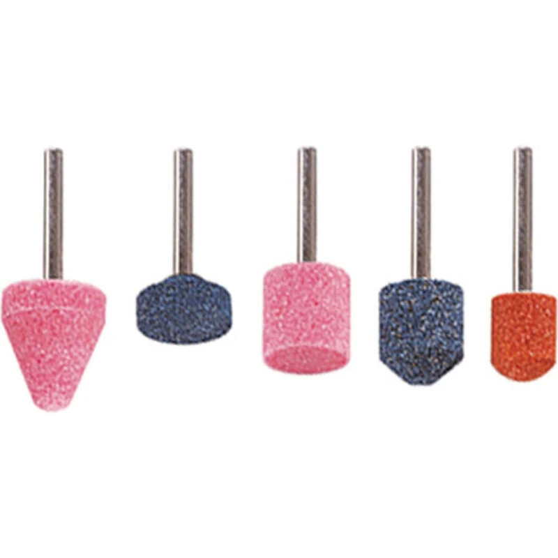 Wolfcraft slibestift sæt 5 stk – grove keramiske hoveder, skaft 3 mm
