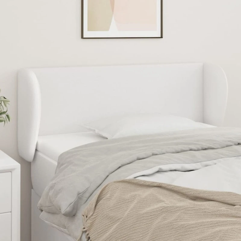 vidaXL Sengegavl med kanter 83x23x78/88 cm hvid kunstlæder