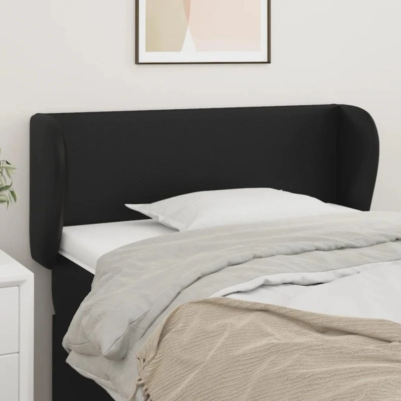 vidaXL Sengegavl med Kanter 103x23x78/88 cm Sort Kunstlæder