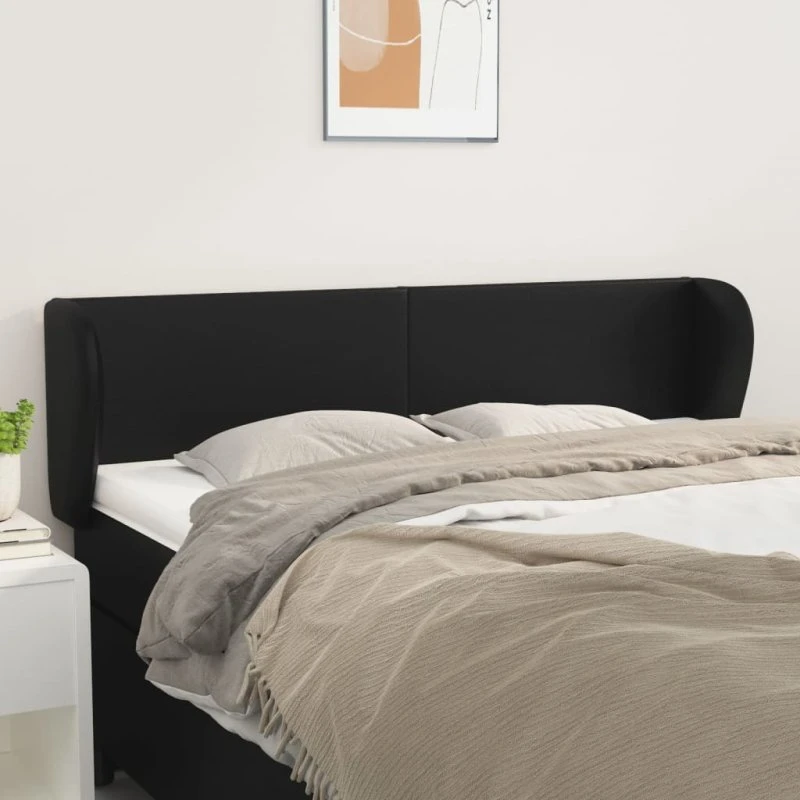 vidaXL Sengegavl med kanter 147x23x78/88 cm grå kunstlæder