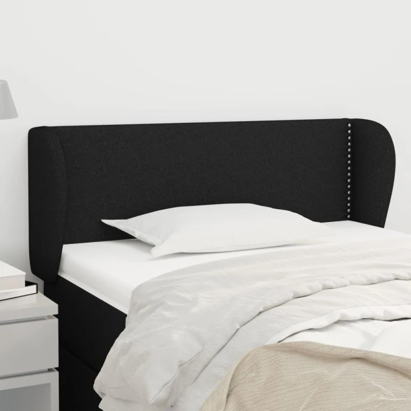 vidaXL Sengegavl med Kanter 103x23x78/88 cm Sort