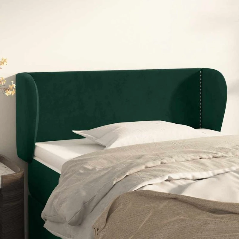 vidaXL Sengegavl med Kanter 103x23x78/88 cm, Mørkegrøn