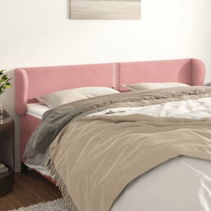 vidaXL Sengegavl med Kanter 163x23x78/88 cm Lyserød