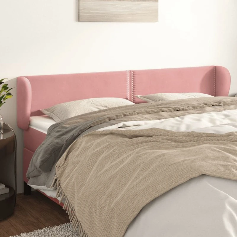 vidaXL Sengegavl med Kanter 203x23x78/88 cm, Lyserød
