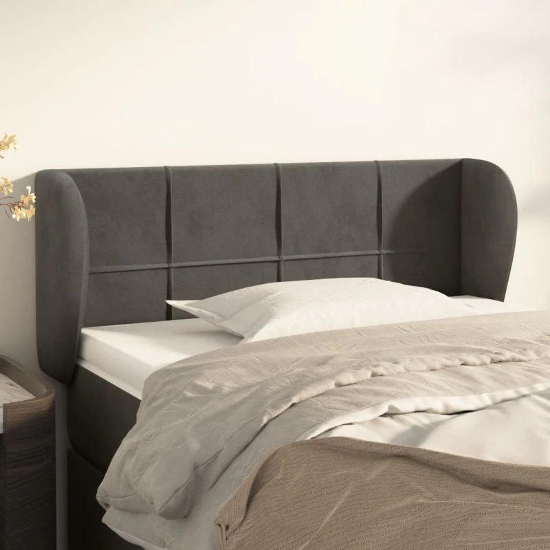 vidaXL Sengegavl med Kanter 83x23x78/88 cm Fløjl Mørkegrå