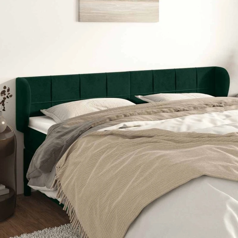 vidaXL Sengegavl med Kanter 203x23x78/88 cm, Mørkegrøn