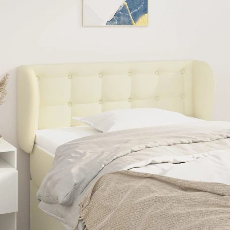vidaXL Sengegavl med Kanter 83x23x78/88 cm Creme Kunstlæder