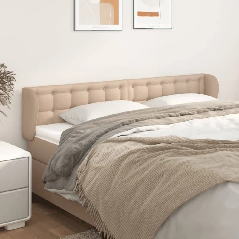vidaXL Sengegavl med Kanter 203x23x78/88 cm Cappuccino