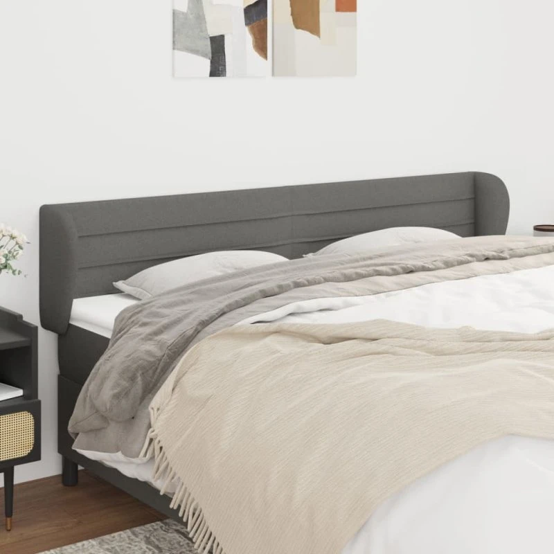 vidaXL Sengegavl med Kanter 163x23x78/88 cm Mørkegrå