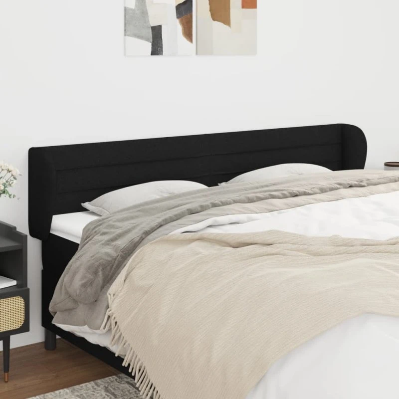 vidaXL Sengegavl med Kanter 163x23x78/88 cm Sort