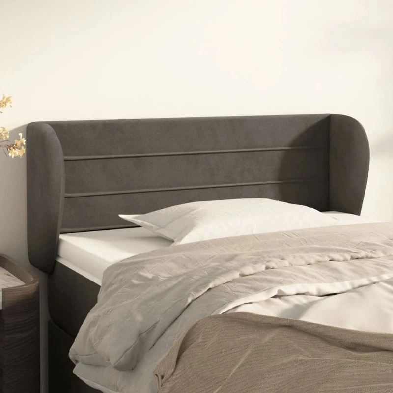 vidaXL Sengegavl med Kanter 103x23x78/88 cm, Mørkegrå
