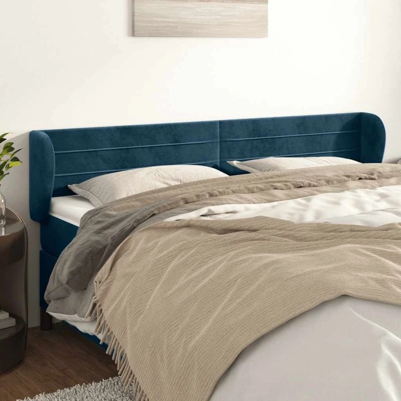 vidaXL Sengegavl med Kanter 203x23x78/88 cm, Mørkeblå