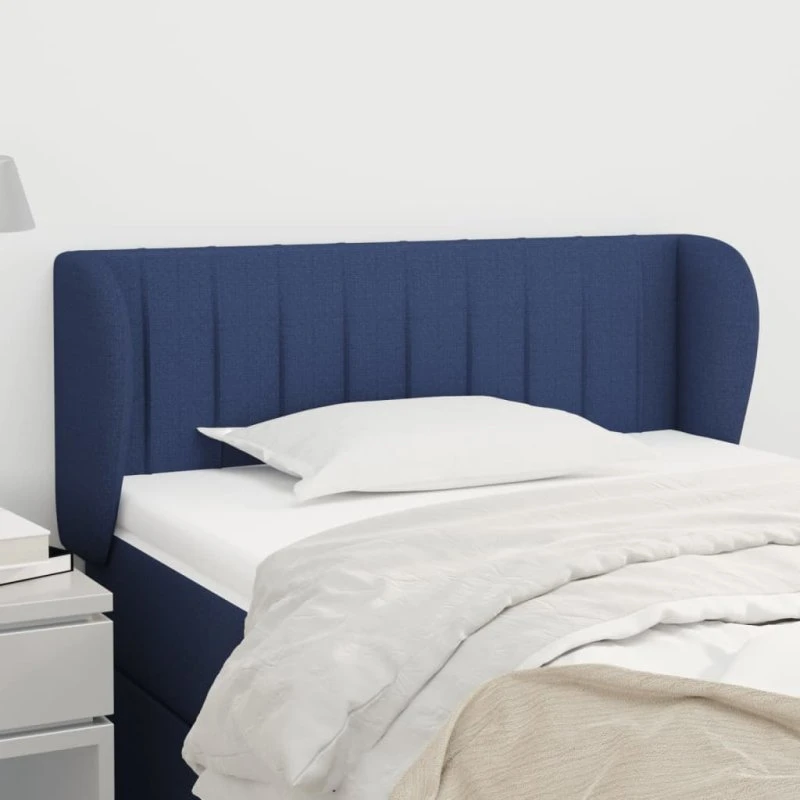 vidaXL Sengegavl med Kanter 103x23x78/88 cm, Blå, Stof