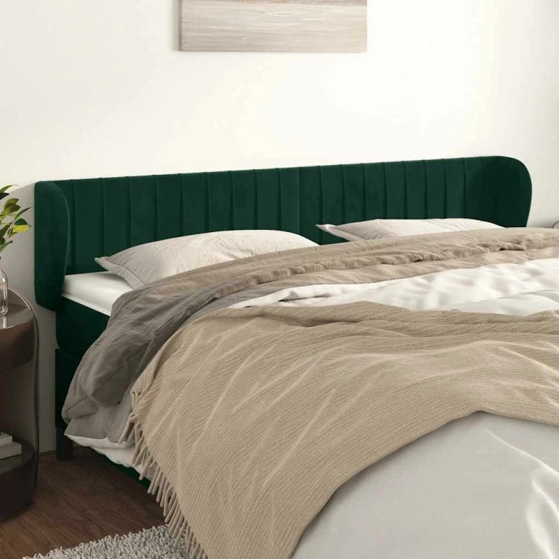 vidaXL Sengegavl med Kanter 163x23x78/88 cm, Mørkegrøn