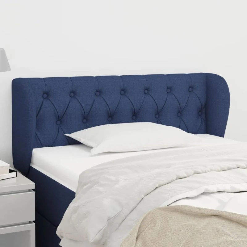 vidaXL Sengegavl med Kanter 103x23x78/88 cm, Blå, Stof