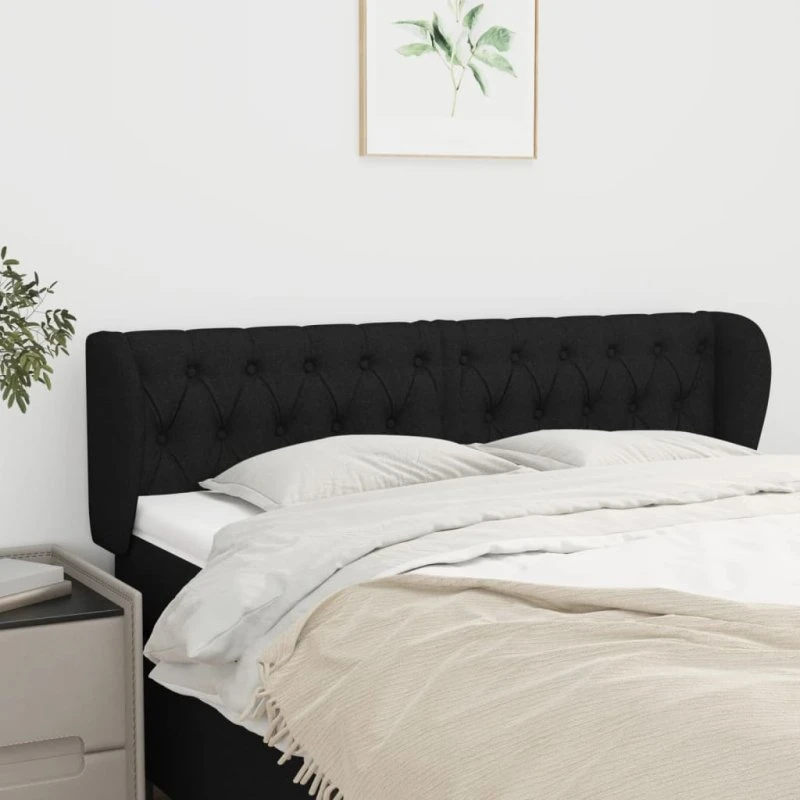 vidaXL Sengegavl med Kanter 163x23x78/88 cm Sort