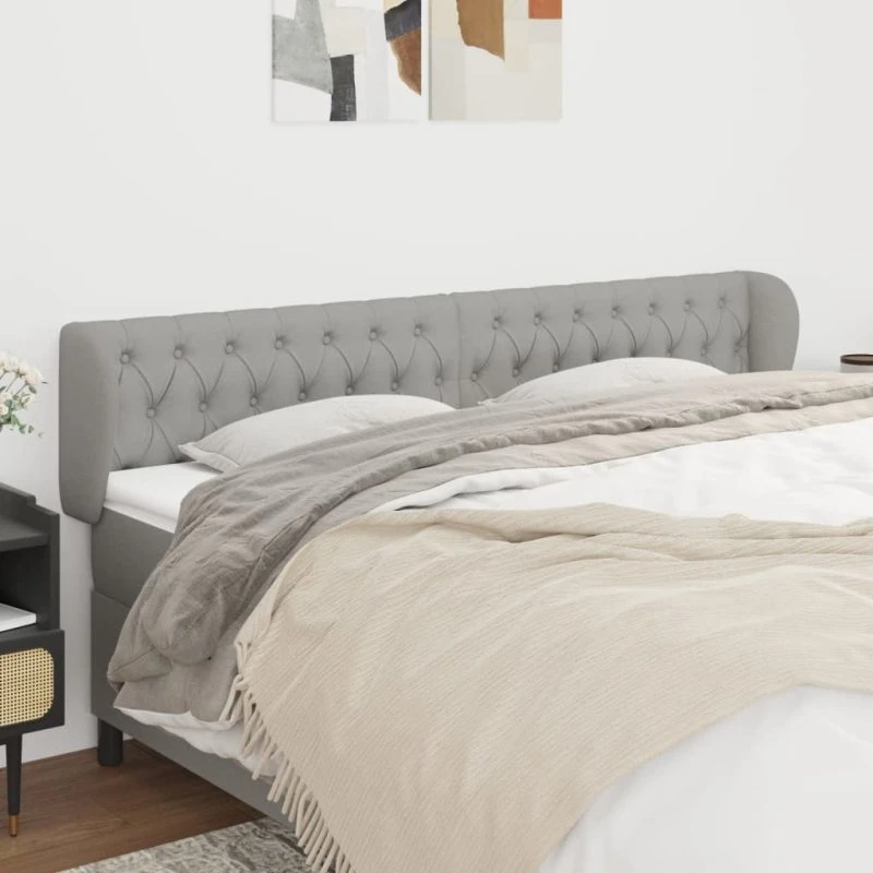 vidaXL Sengegavl med Kanter 183x23x78/88 cm Lysegrå