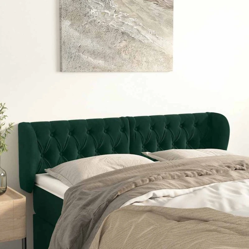 vidaXL Sengegavl med Kanter 163x23x78/88 cm, Mørkegrøn