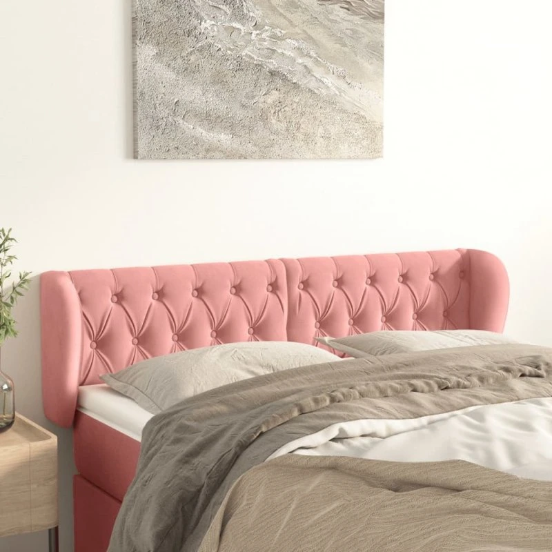 vidaXL Sengegavl med Kanter 163x23x78/88 cm, Lyserød