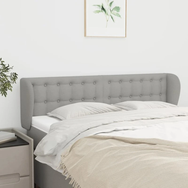 vidaXL Sengegavl med Kanter 147x23x78/88 cm Lysegrå