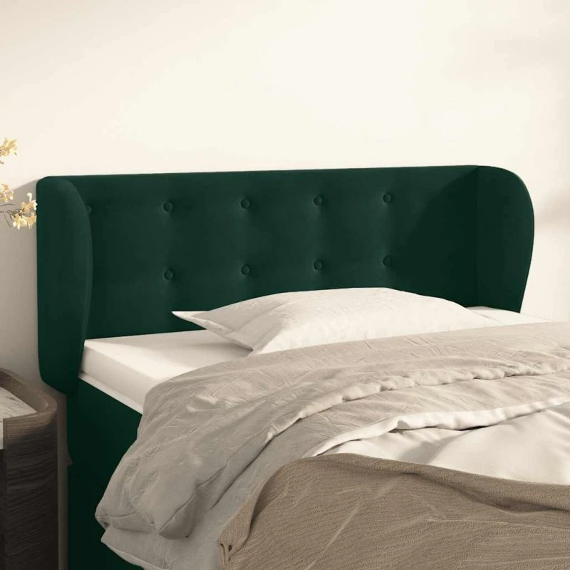 vidaXL Sengegavl med Kanter 103x23x78/88 cm, Mørkegrøn