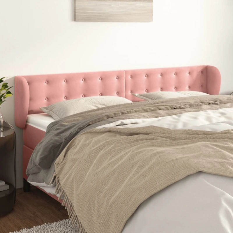 vidaXL Sengegavl med Kanter 163x23x78/88 cm Lyserød