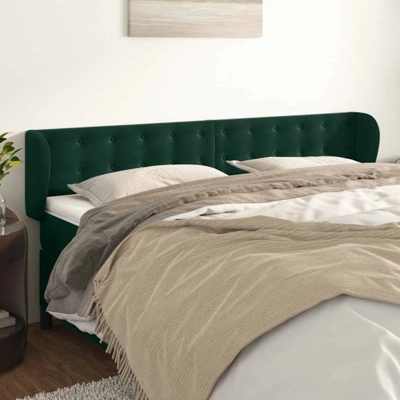 vidaXL Sengegavl med Kanter 183x23x78/88 cm, Mørkegrøn