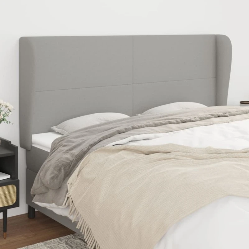 vidaXL Sengegavl med Kanter 183x23x118/128 cm Lysegrå