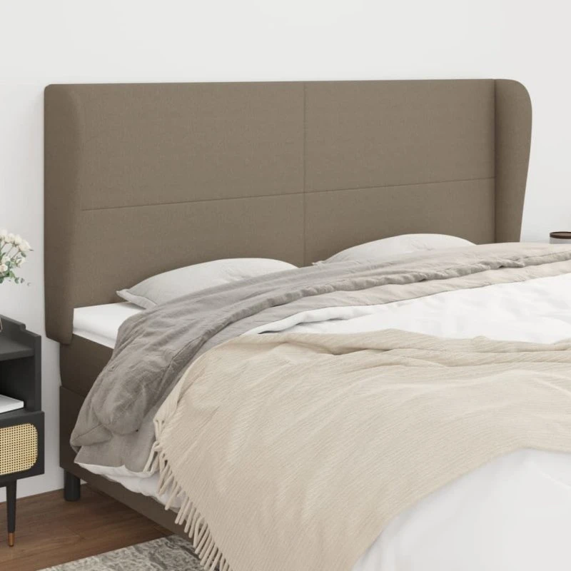 vidaXL Sengegavl med Kanter 183x23x118/128 cm Gråbrun