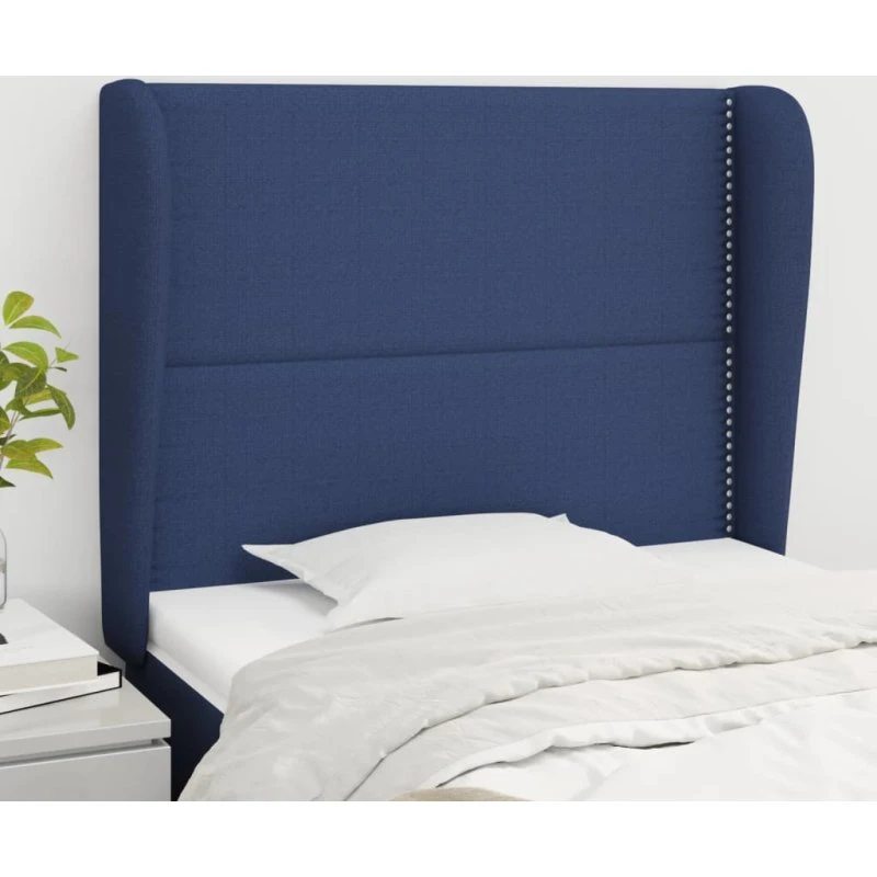 vidaXL Sengegavl med Kanter 103x23x118/128 cm Blå