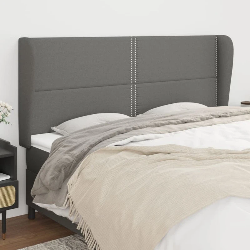 vidaXL Sengegavl med Kanter 183x23x118/128 cm Mørkegrå