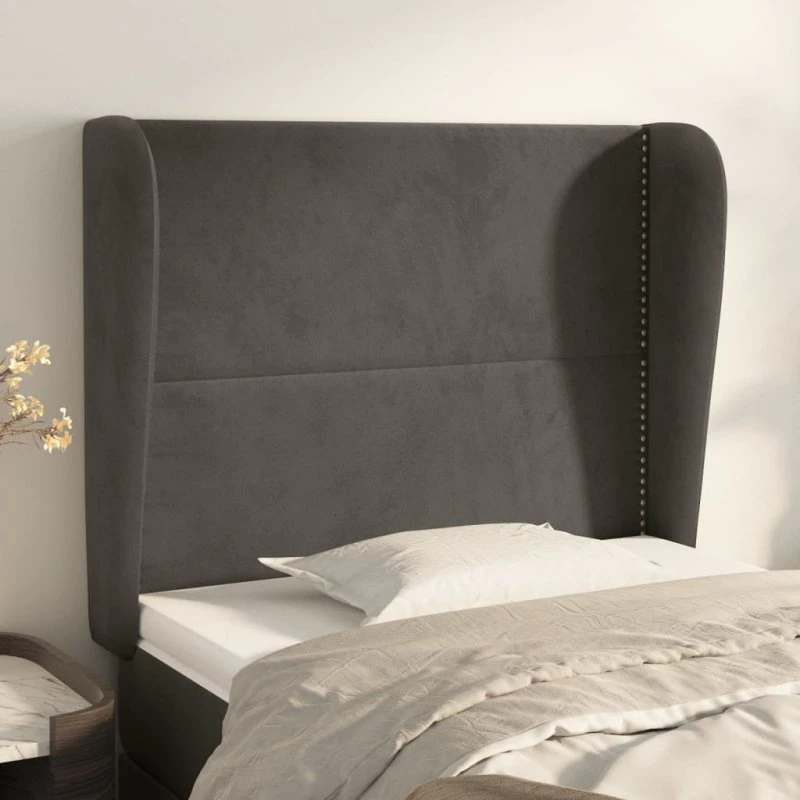 vidaXL Sengegavl med Kanter 83x23x118/128 cm, Mørkegrå