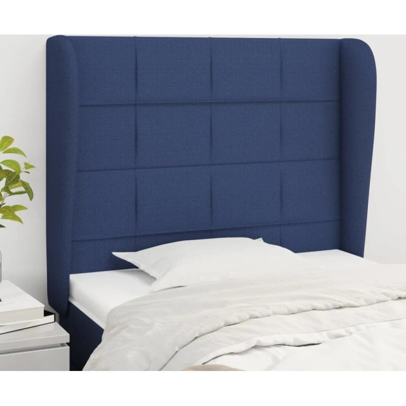vidaXL Sengegavl med Kanter 103x23x118/128 cm, Blå