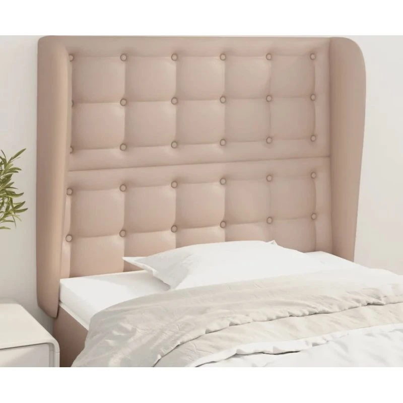 vidaXL Sengegavl med Kanter 103x23x118/128 cm Cappuccino