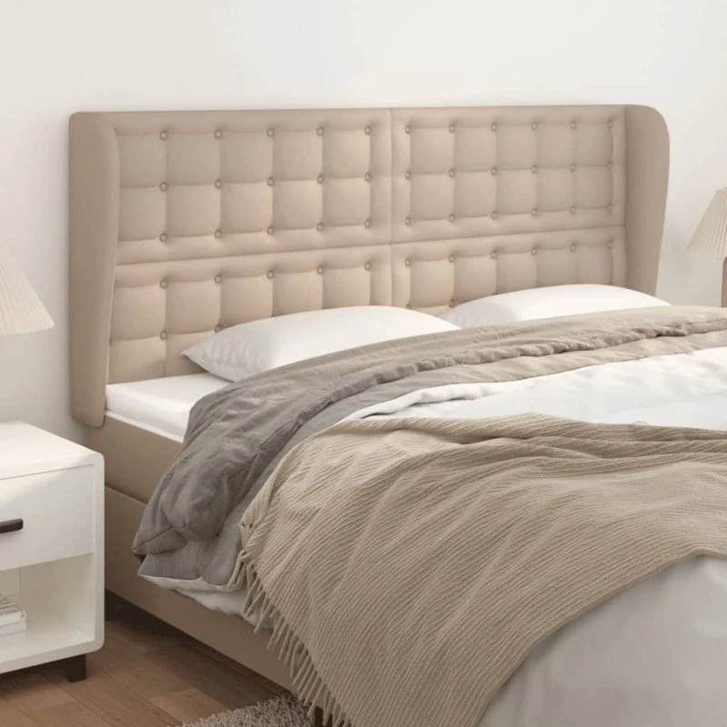 vidaXL Sengegavl med Kanter 203x23x118/128 cm Cappuccino