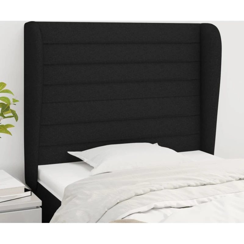 vidaXL Sengegavl med Kanter 103x23x118/128 cm, Sort