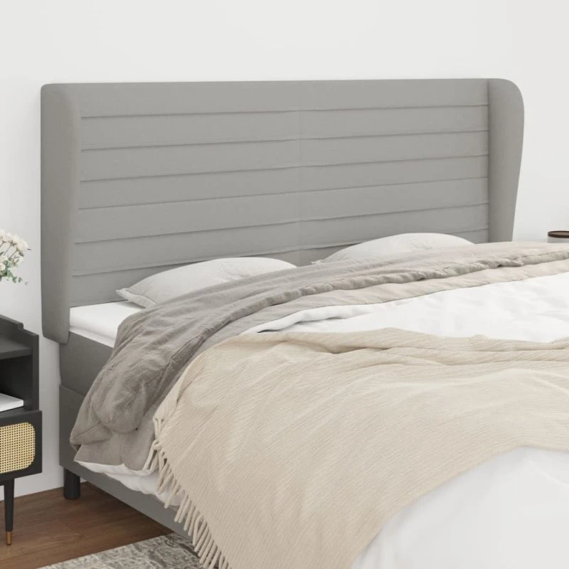 vidaXL Sengegavl med Kanter 203x23x118/128 cm Lysegrå