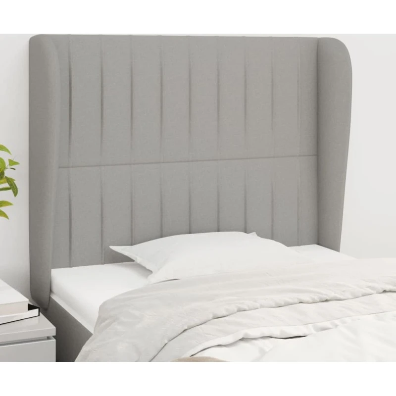 vidaXL Sengegavl med Kanter 83x23x118/128 cm Lysegrå