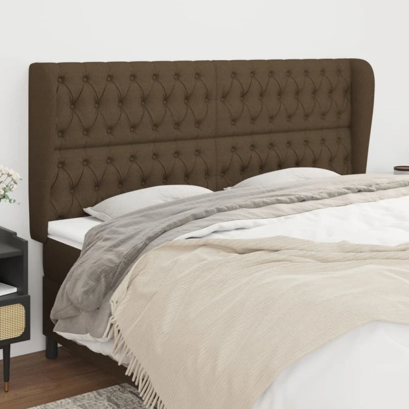 vidaXL Sengegavl med Kanter 183x23x118/128 cm Mørkebrun