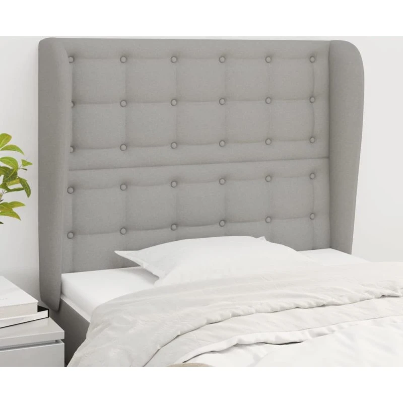 vidaXL Sengegavl med Kanter 93x23x118/128 cm Lysegrå