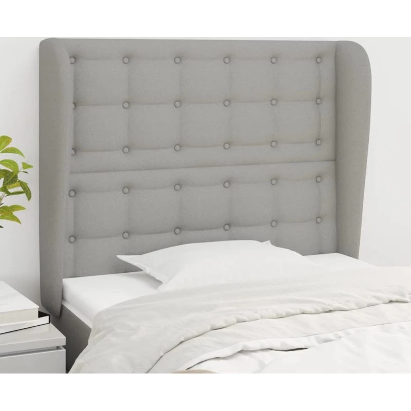 vidaXL Sengegavl med Kanter 103x23x118/128 cm Lysegrå