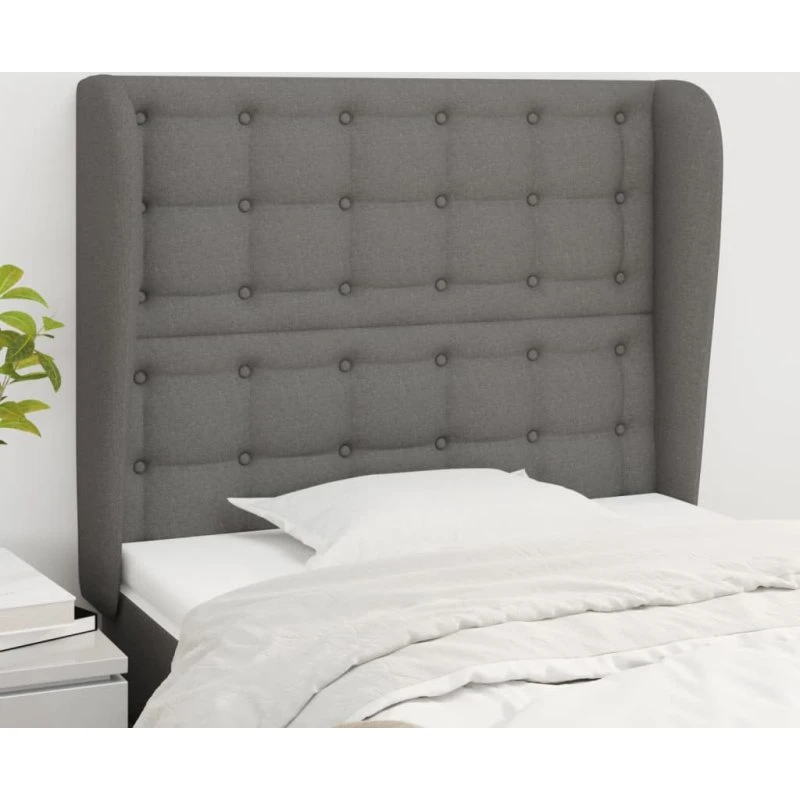 vidaXL Sengegavl med Kanter 103x23x118/128 cm Mørkegrå