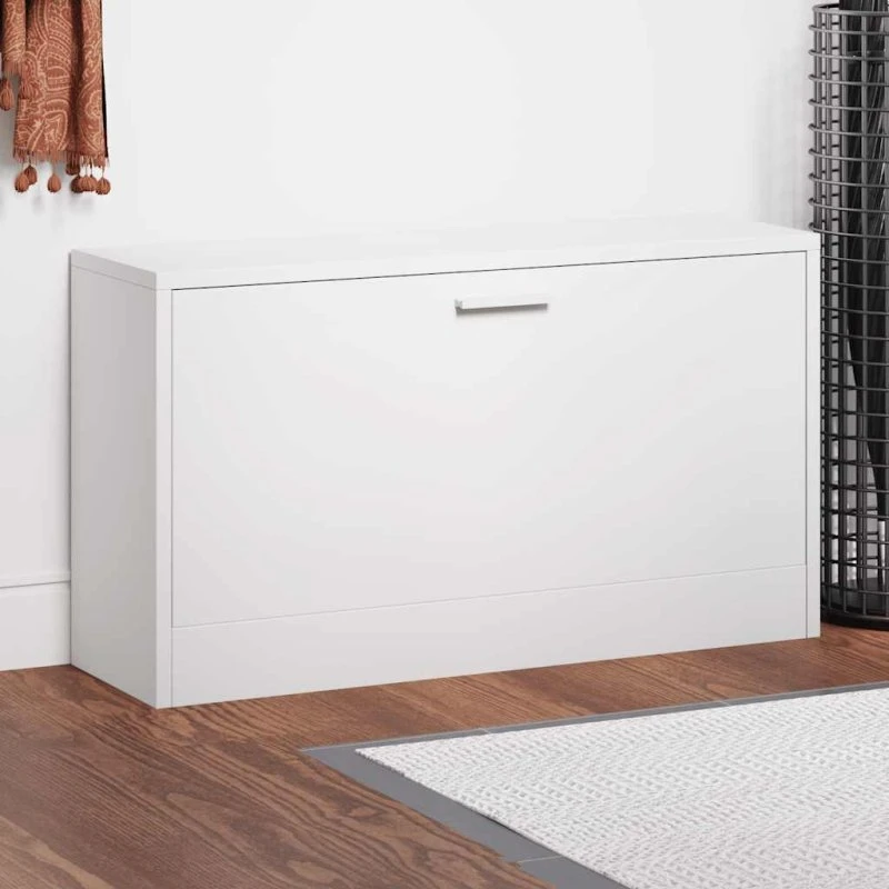 vidaXL Skobænk Højglans Hvid 80x24x45 cm Konstrueret Træ