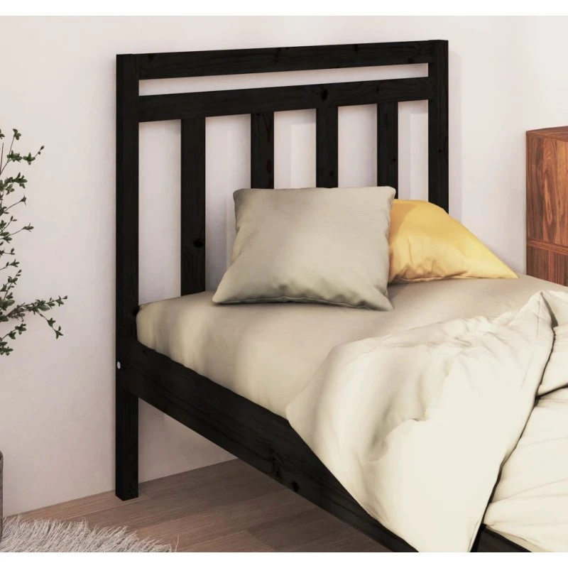 vidaXL Sengegærde 96x100 cm Sort Massivt Fyrretræ