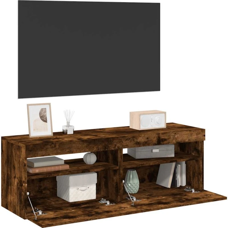 vidaXL tv-borde med LED-lys 2 stk. 60x35x40 cm røget eg
