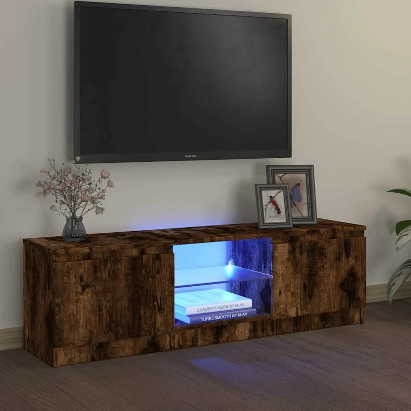 vidaXL tv-bord med LED-lys 120x30x36 cm røget eg