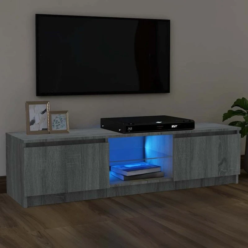 vidaXL tv-bord med LED-lys 120x30x36 cm grå sonoma-eg