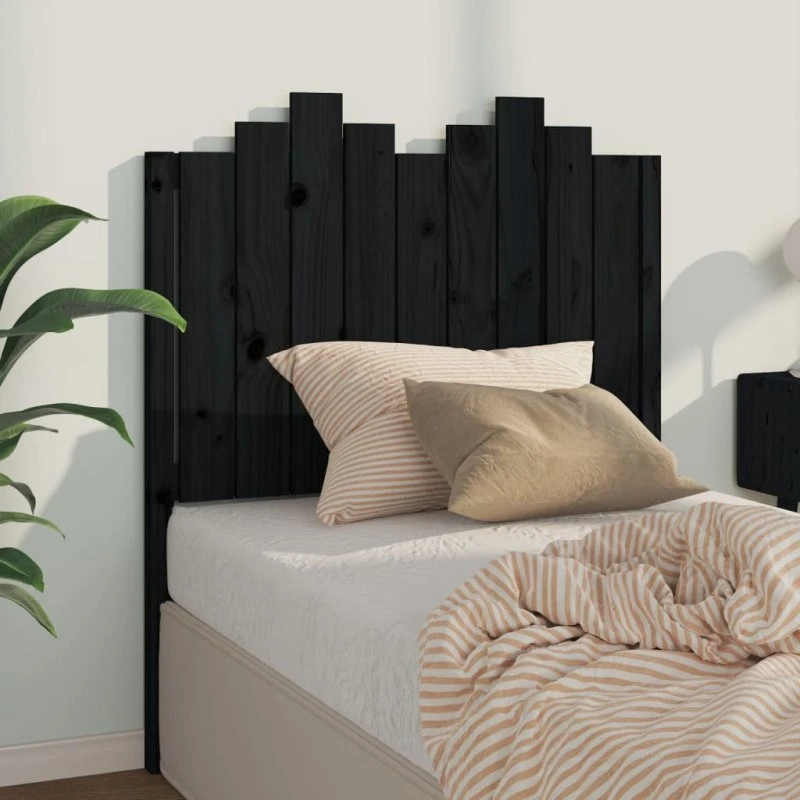 vidaXL Sengegærde 96x4x110 cm massivt fyrretræ sort